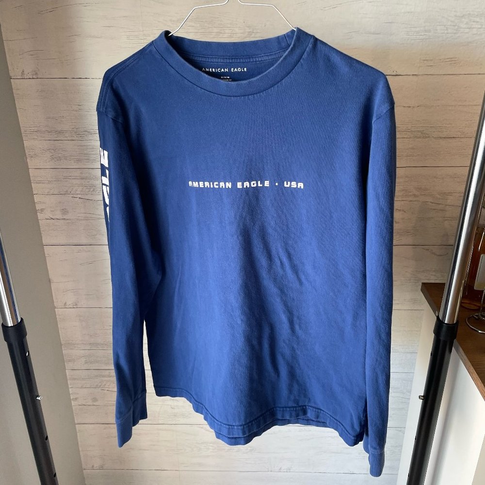 American Eagle Navy Blue USA Long Sleeve (Size Medium)